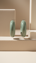 Muted sage enamel hoop earrings