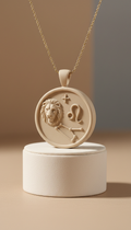 Sandstone beige zodiac pendant necklace