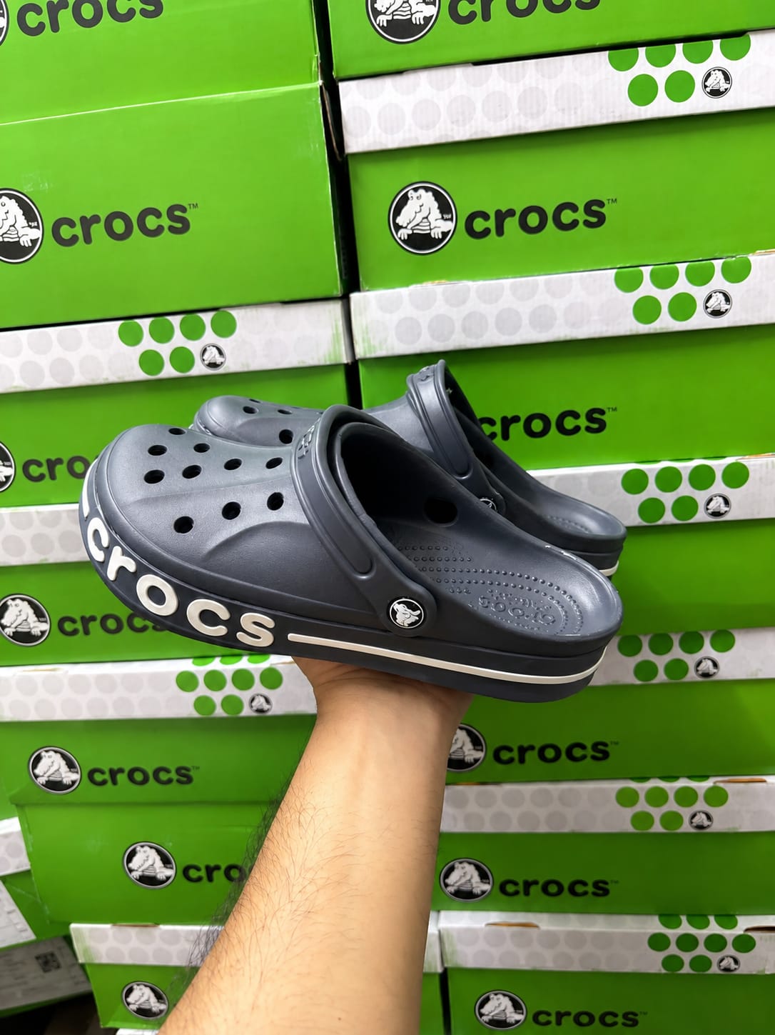 Dark Grey White Bayaband Clog